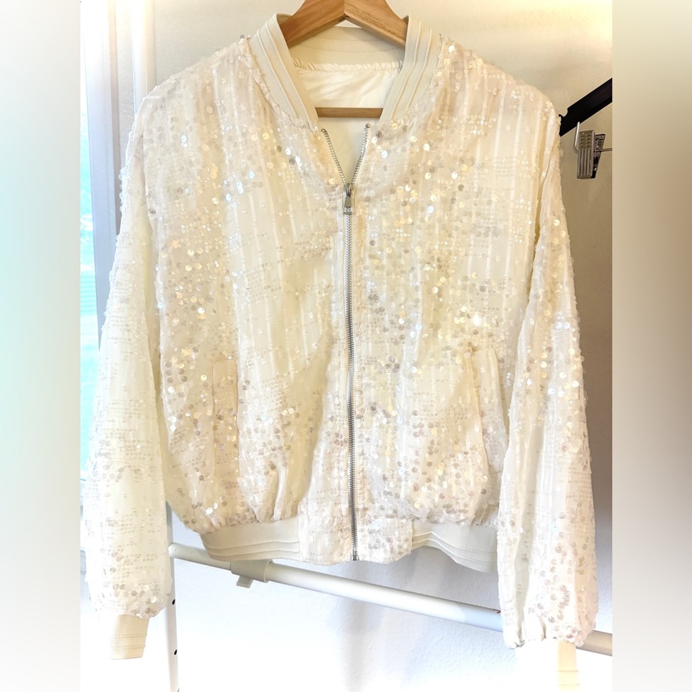 Sequin Embellished White Jacket